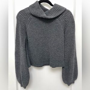 SHEIN Gray Balloon Sleeve Cropped Sweater
